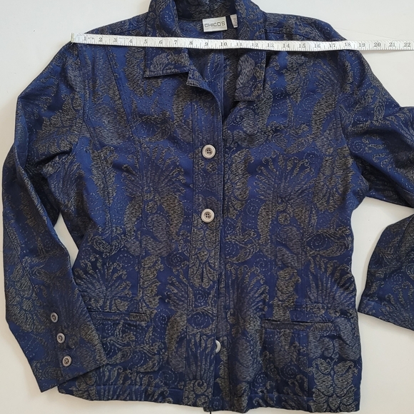 NWOT Navy with black and Grey damask jacket - Picture 2 of 15